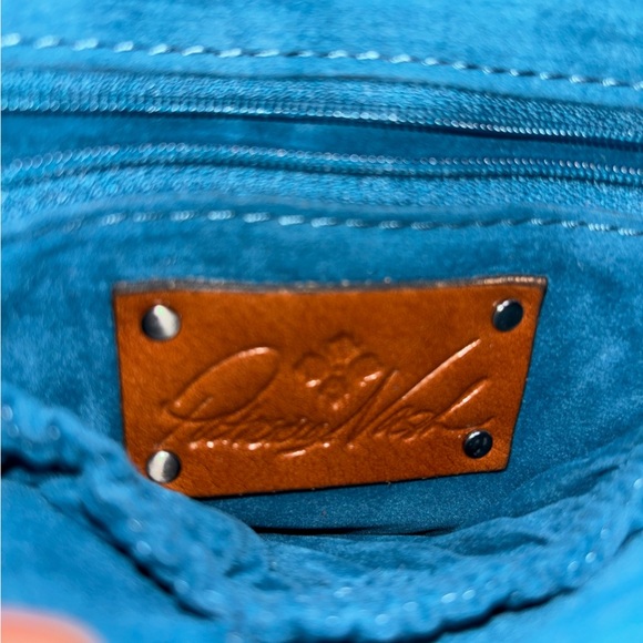 NWT Patricia Nash Vallata Mirage Blue Tooled Leather Crossbody Shoulder Bag​ - Picture 11 of 13